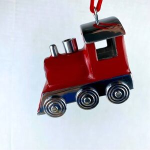 Pottery Barn Ornament Red Train Enamel New Open Box Holiday Decor